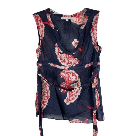 JENNIFER REALE DESIGN Gauzy Cotton Belted Blouse Top Sleeveless Women's size 12 - Picture 1 of 3
